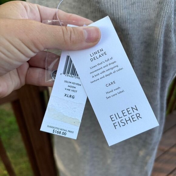 Eileen Fisher Linen Delave Knit V-Neck Vest NWT - Picture 6 of 7